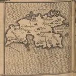 Mitilene Ins. [Karte], in: Gerardi Mercatoris Atlas, sive, Cosmographicae meditationes de fabrica mundi et fabricati figura, S. 523.
