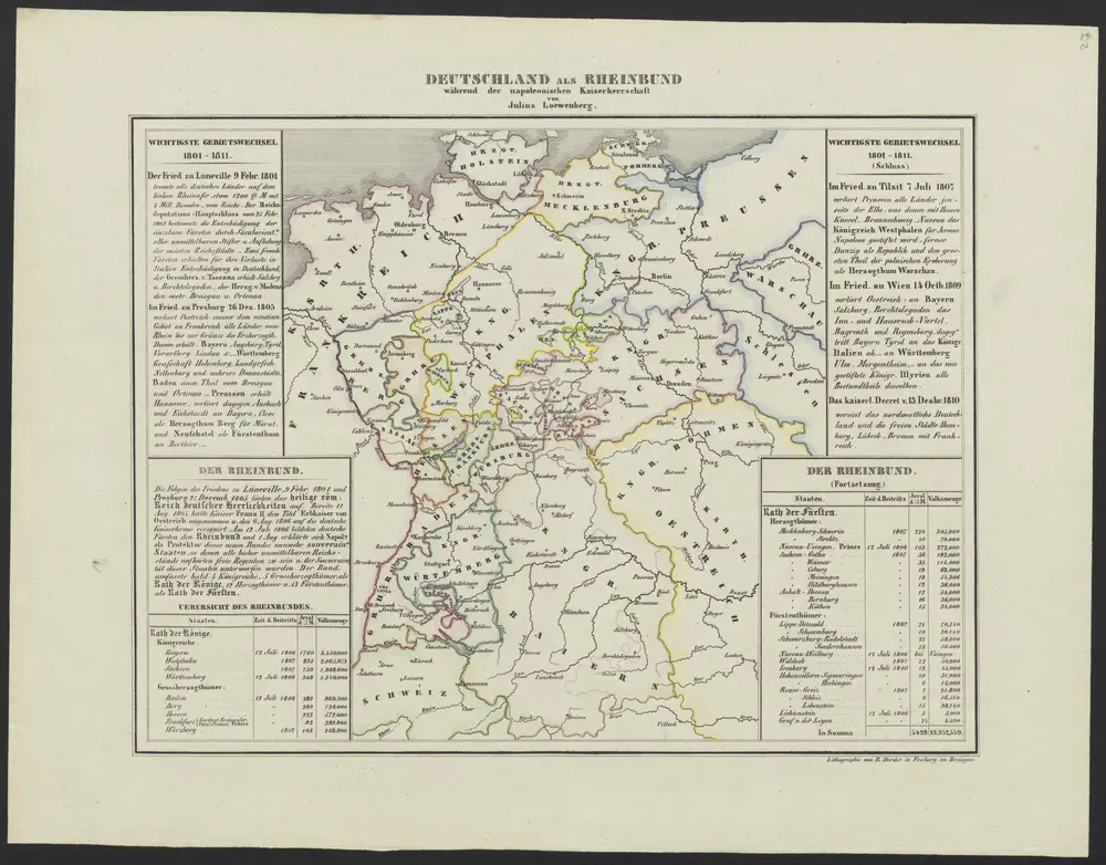 [Historisch-geographischer Atlas zu den allgemeinen Geschichtswerken von C. v. Rotteck, Pölitz u. Becker] : Deutschland als Rheinbund während der Napoleonischen Kaiserherrschaft