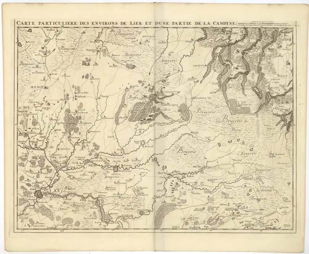 Carte particuliere des environs de Lier et d'une partie de la Campine