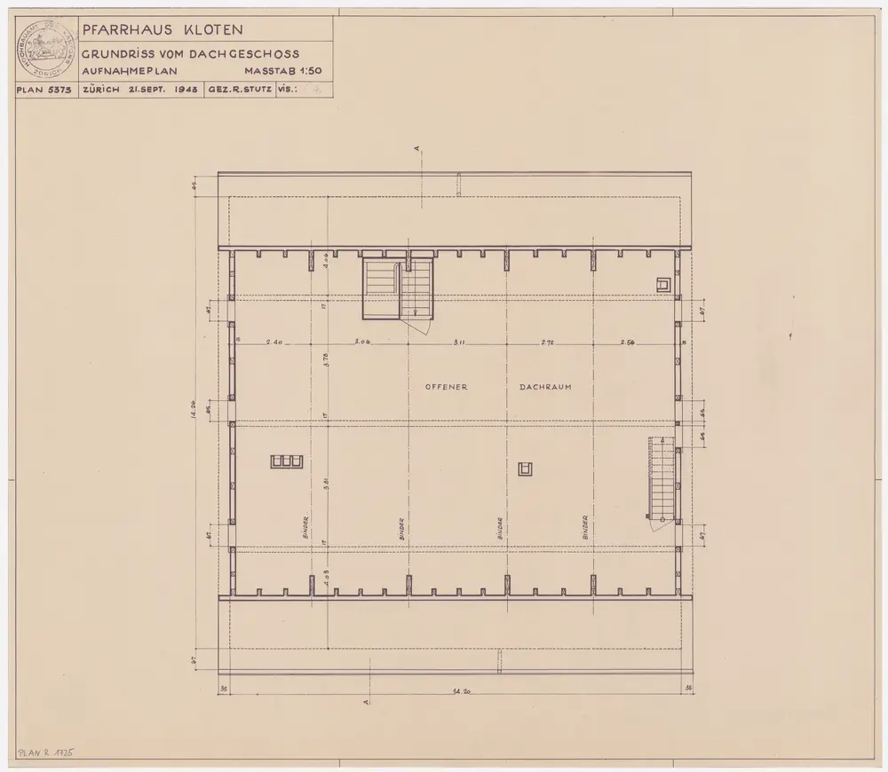 Kloten: Pfarrhaus, Dachgeschoss; Grundriss