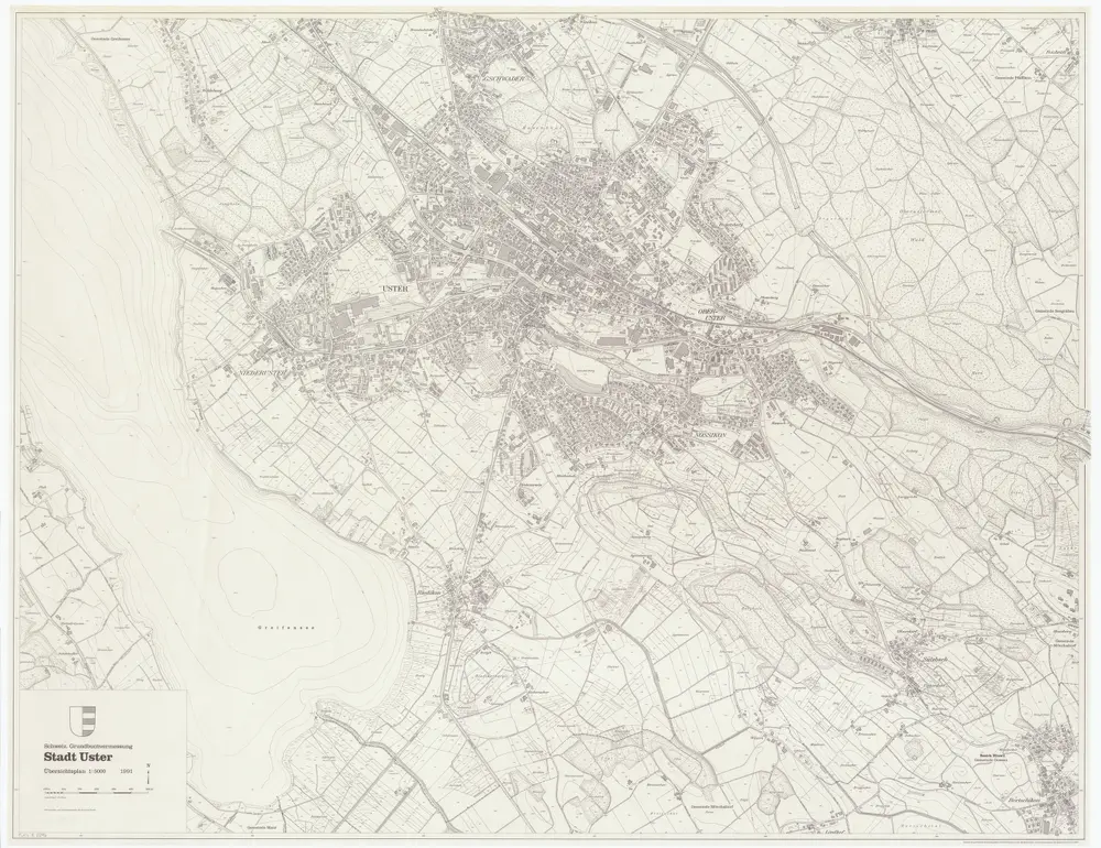 Uster: Südlicher Teil der Gemeinde; Übersichtsplan (Schweizerische Grundbuchvermessung)