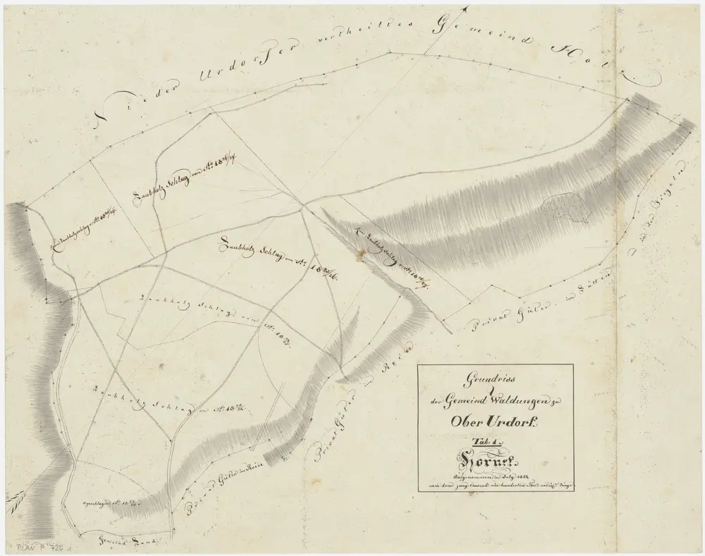 Urdorf: Gemeinde- und Genossenschaftswaldungen Oberurdorf: Oberurdorfer Gemeindewaldung Honeret (Hornet); Grundriss (Tab. 1)