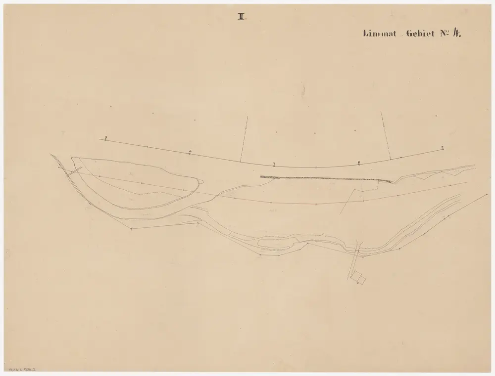 Schlieren, Dietikon, Unterengstringen: Limmat von der Engstringerbrücke bis zur Grenze zwischen Schlieren und Dietikon, linkes Ufer: Blatt II; Situationsplan (Limmat-Gebiet Nr. 4)