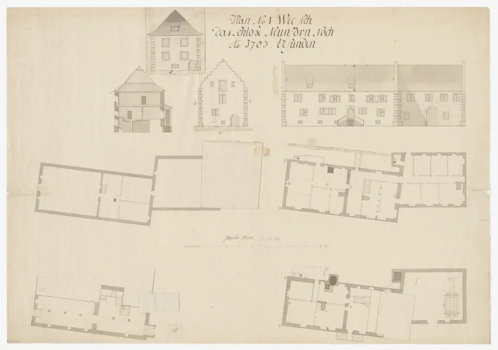 Oberneunforn TG: Schloss; Grundriss und Frontansicht (Plan II)