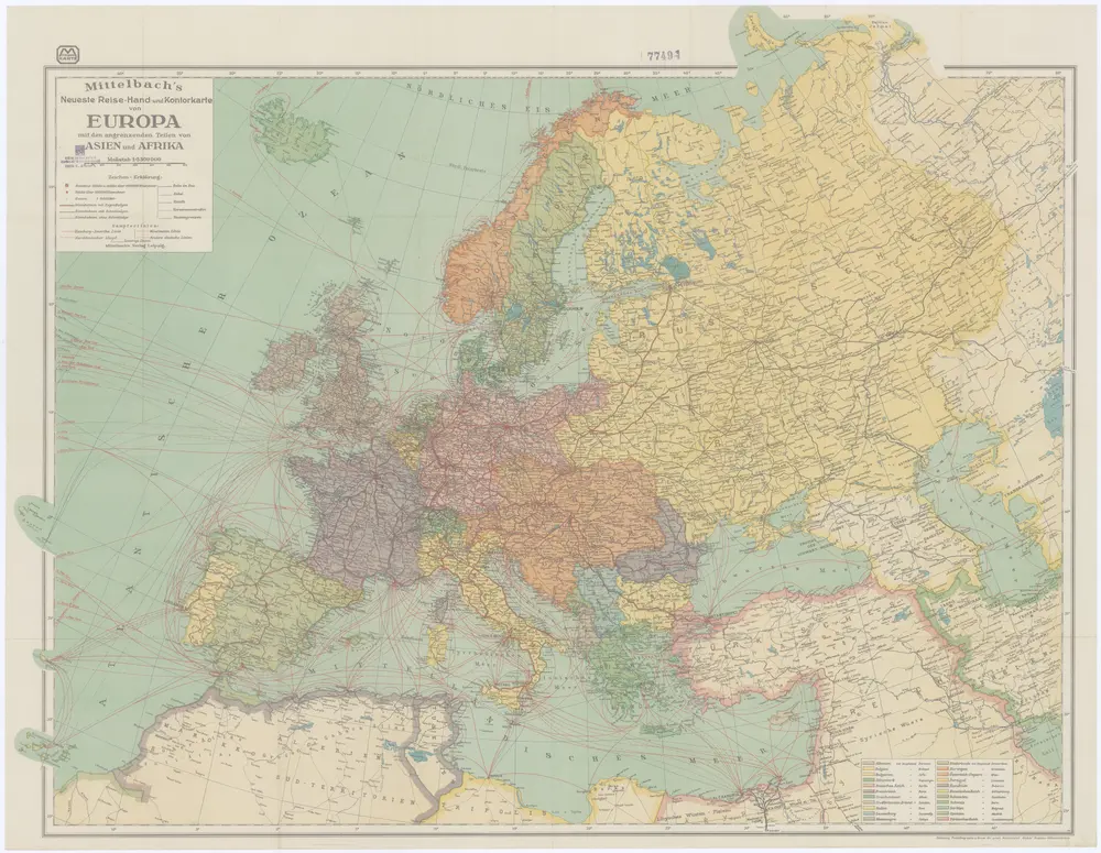 Mittelbach's neueste Reise- Hand- und Kontorkarte von Europa