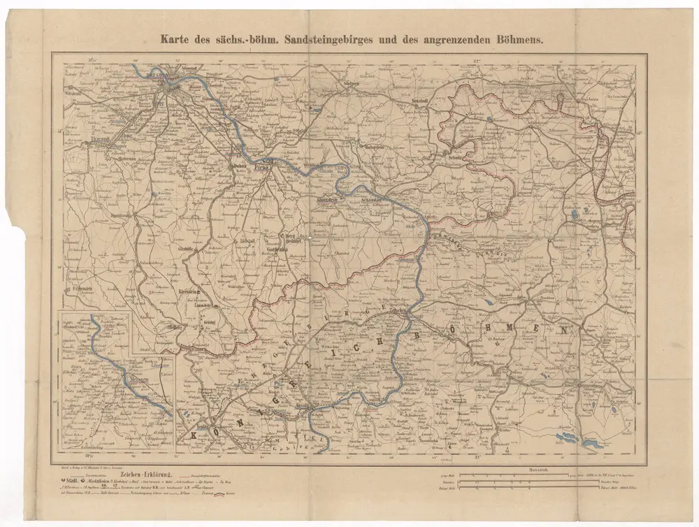 Karte des sächs.-böhm. Sandsteingebirges und des angrenzenden Böhmens