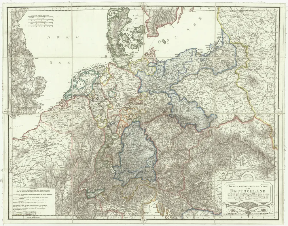 Politisch-statistische Charte von Deutschland nebst dem grössten Theile von Pohlen, einem grossen Theile von Frankreich und Nord-Italien