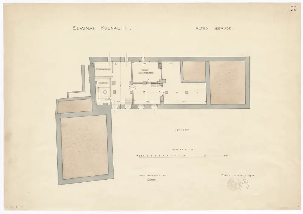 Küsnacht: Seminar, altes Gebäude, Keller; Grundriss