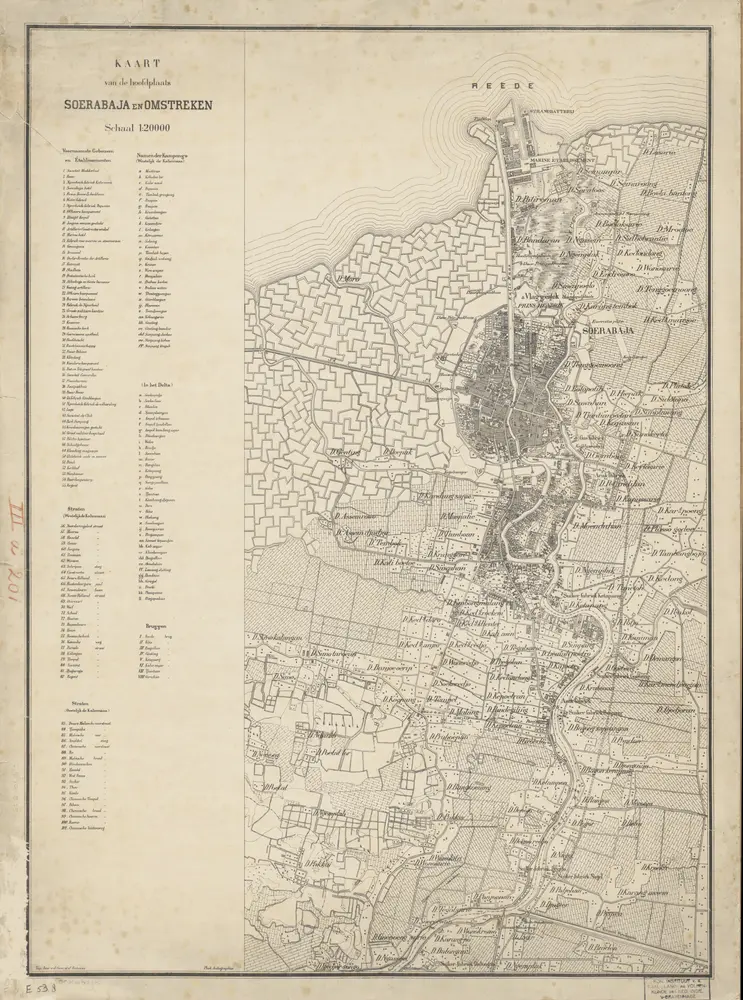 Kaart van de Hoofdplaats Soerabaja en omstreken / Top. Bur. v.d. Gen. Staf, Batavia