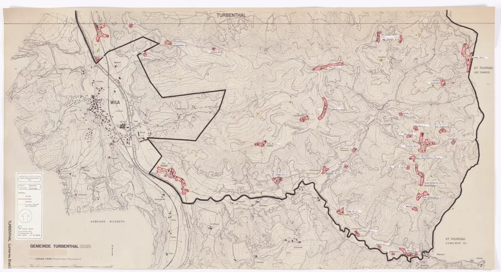 Turbenthal: Definition der Siedlungen für die eidgenössische Volkszählung am 01.12.1970; Siedlungskarte: Teilkarte 2: Südlicher Teil