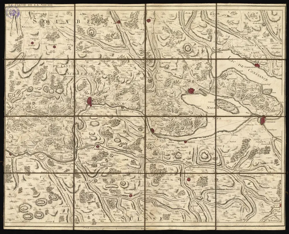 HStAS N 100_Nr. 348_ : "Carte topographique du cours du Rhin, depuis le lac de Constance jusqu'a Mayence, contenant l'Alsace divisée en départemens, et partie du Brisgau; corrigée et augmentée de la nouvelle division du Talweg, d'après le Traité de Luneville; par Le Rouge, ingénieur-géographe"