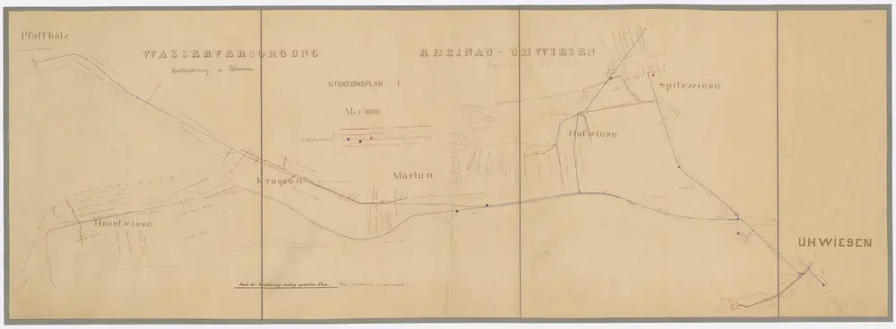 Pflegeanstalt Rheinau: Wasserversorgung, Quellfassung in Uhwiesen; Situationsplan I