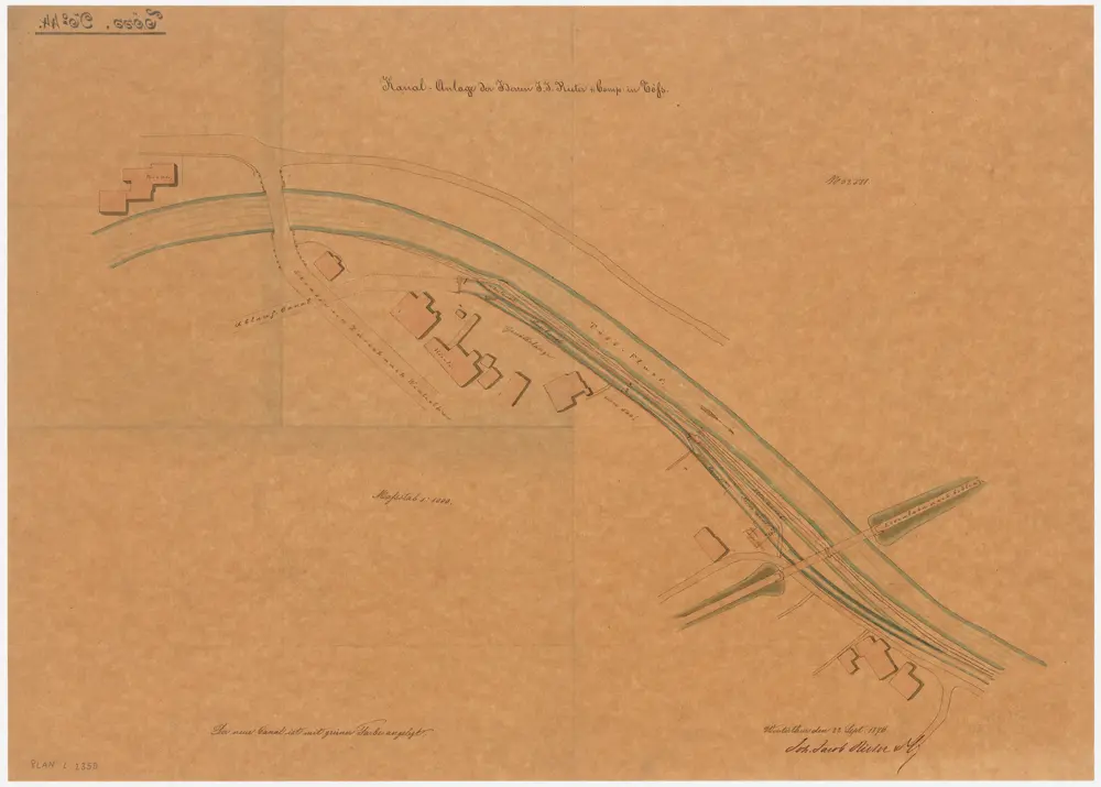 Töss: Töss unterhalb der Kronenbrücke, Kanalanlage der Firma J. J. Rieter und Comp.; Situationsplan (Töss-No. 44)