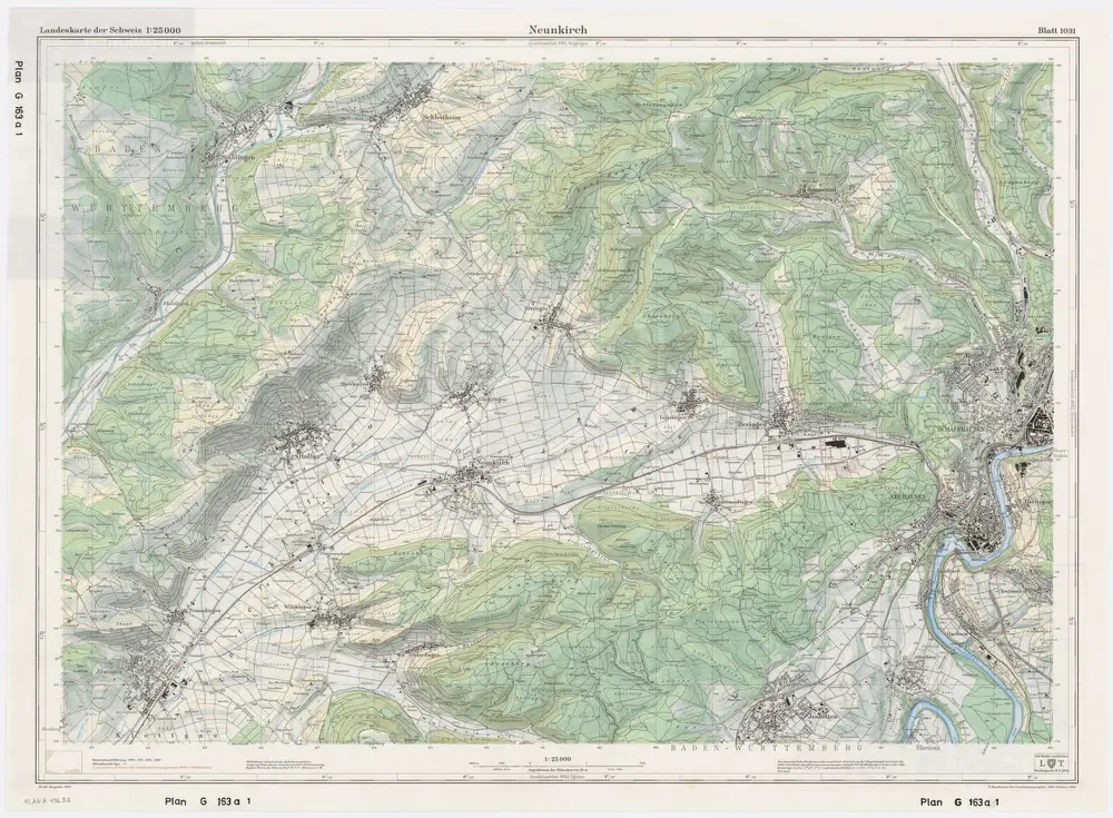 Landeskarte der Schweiz 1 : 25000: Den Kanton Zürich betreffende Blätter: Blatt 1031: Neunkirch SH