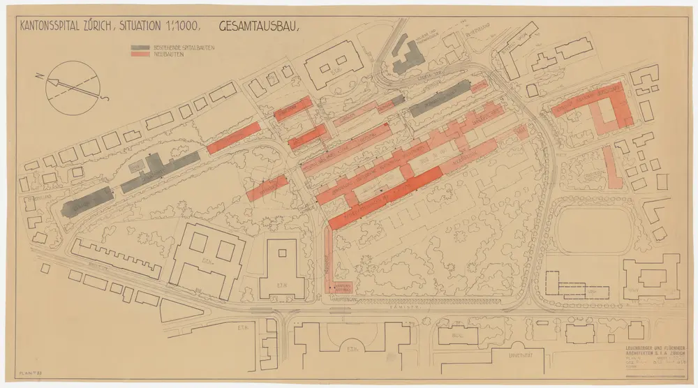 Zürich: Kantonsspital, Chirurgische Klinik; Überarbeitungsprojekt; Gesamtausbau; Situationsplan