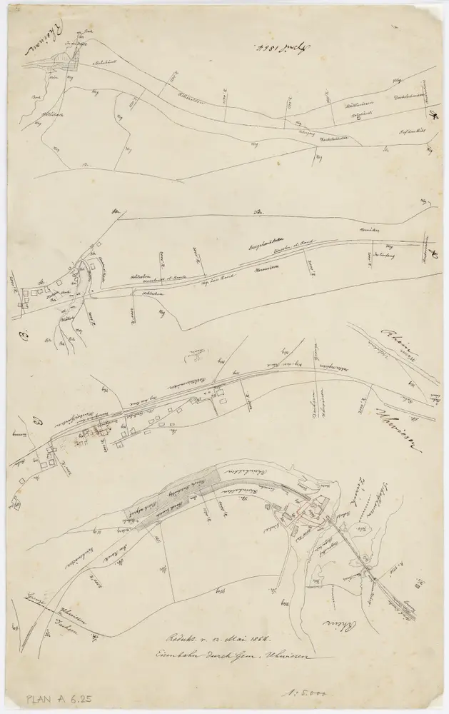 Vorlagen für die Topographische Karte des Kantons Zürich (Wild-Karte): Bezirk Andelfingen: Eisenbahnpläne: Uhwiesen