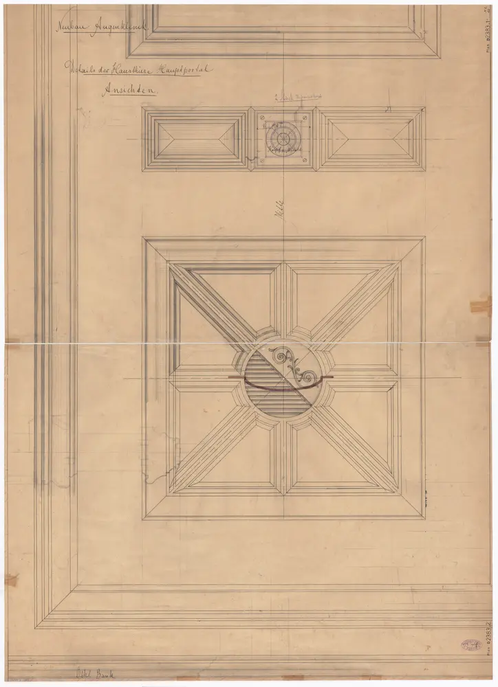 Augenklinik, Rämistrasse 73: Hauptportal, Eingangstüre; Detailansichten