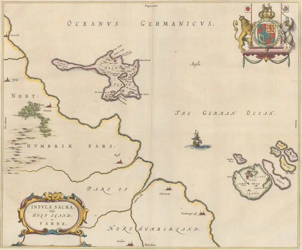 Insula Sacra; Vulgo Holy Island; et Farne. [Karte], in: Le théâtre du monde, ou, Nouvel atlas contenant les chartes et descriptions de tous les païs de la terre, Bd. 4, S. 446.