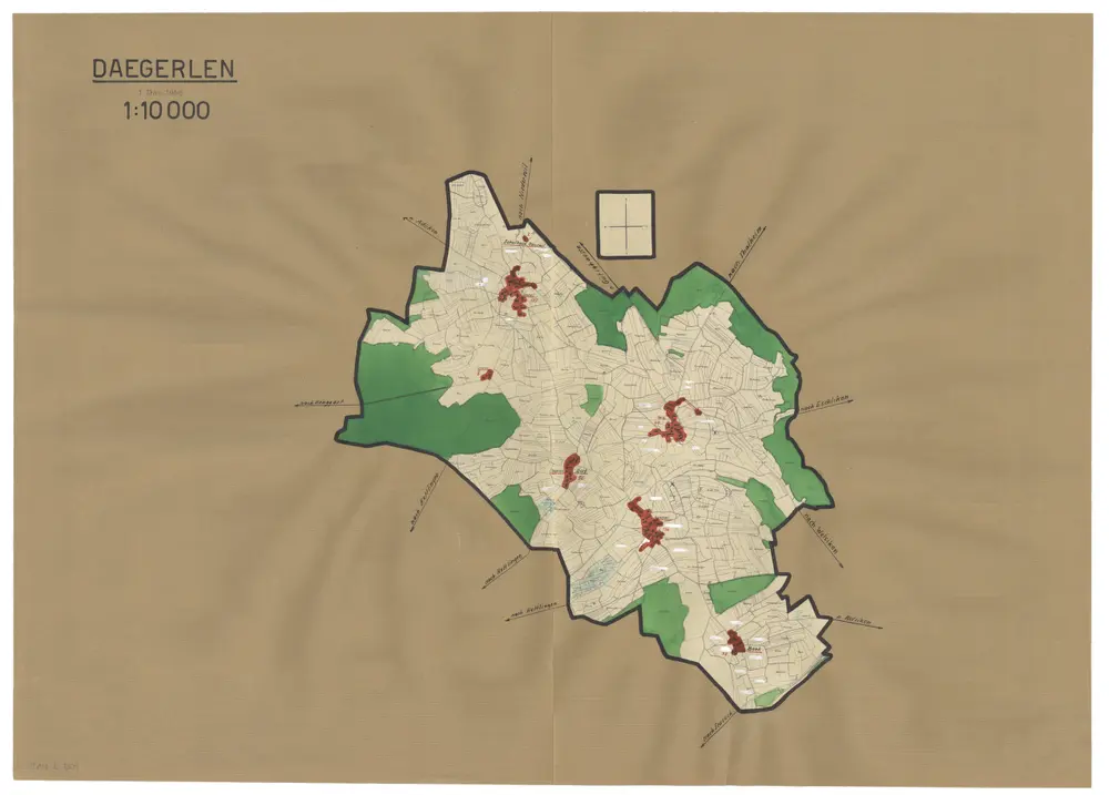 Dägerlen: Definition der Siedlungen für die eidgenössische Volkszählung am 01.12.1950; Siedlungskarte