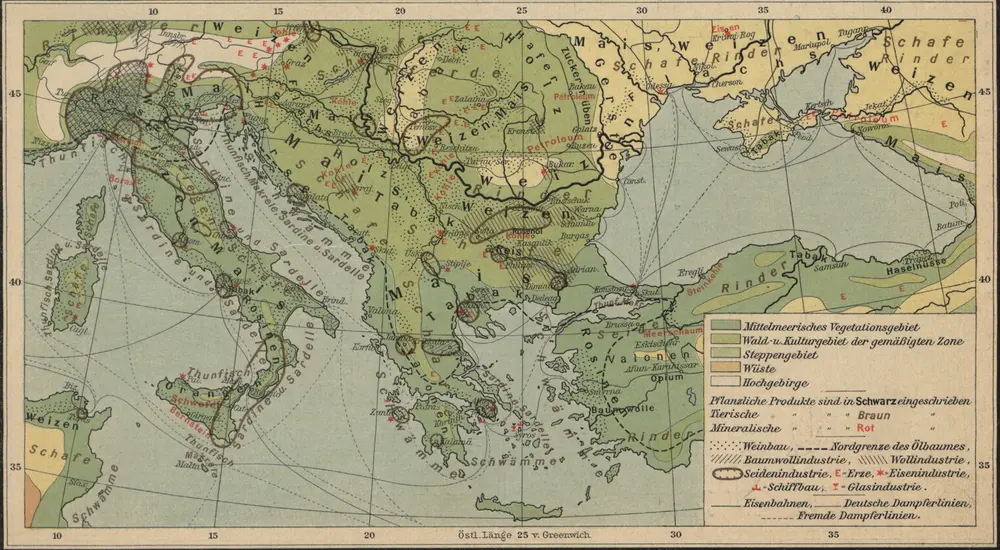 Italien und Balkanhalbinsel. Nebenkarten II. 5. Wirtschaftskarte