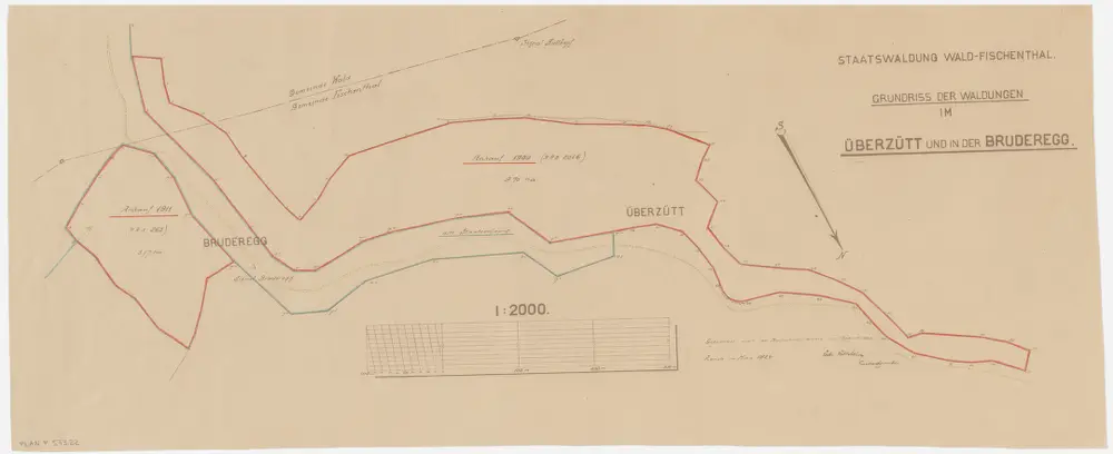 Wald, Fischenthal, Goldingen SG: Waldungen: Fischenthal: Staatswaldungen Bruederegg, Überzütt; Grundriss