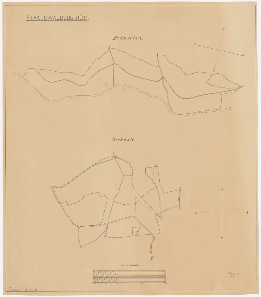 Rüti, Dürnten, Bubikon: Staatswaldung: Dürnten, Rüti: Eichholz, Brändlen; Grundrisse