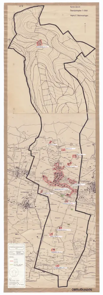 Oberweningen: Definition der Siedlungen für die eidgenössische Volkszählung am 01.12.1970; Siedlungskarte