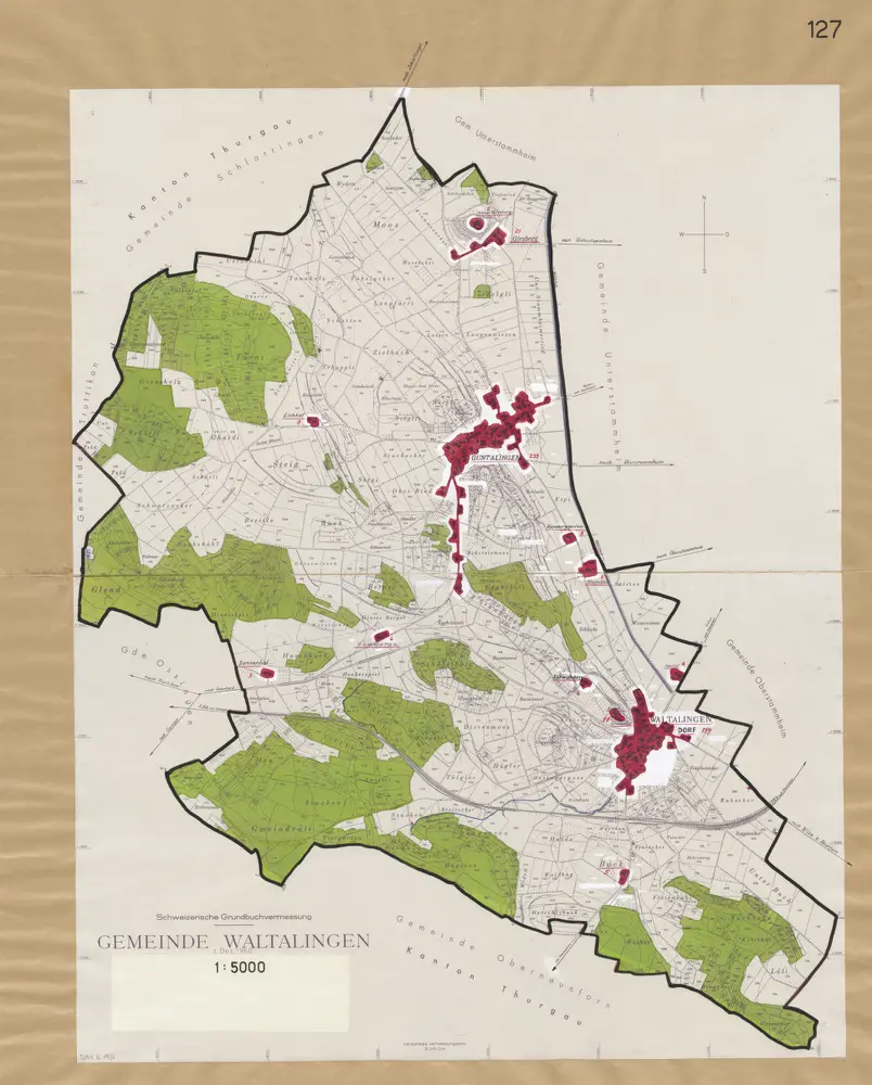Waltalingen: Definition der Siedlungen für die eidgenössische Volkszählung am 01.12.1960; Siedlungskarte Nr. 127
