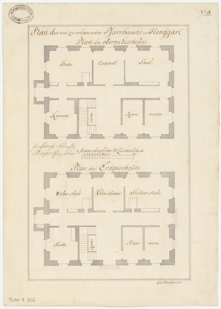 Henggart: Pfarrhaus, Erdgeschoss und 1. Stock; Grundrisse (Nr. 3)