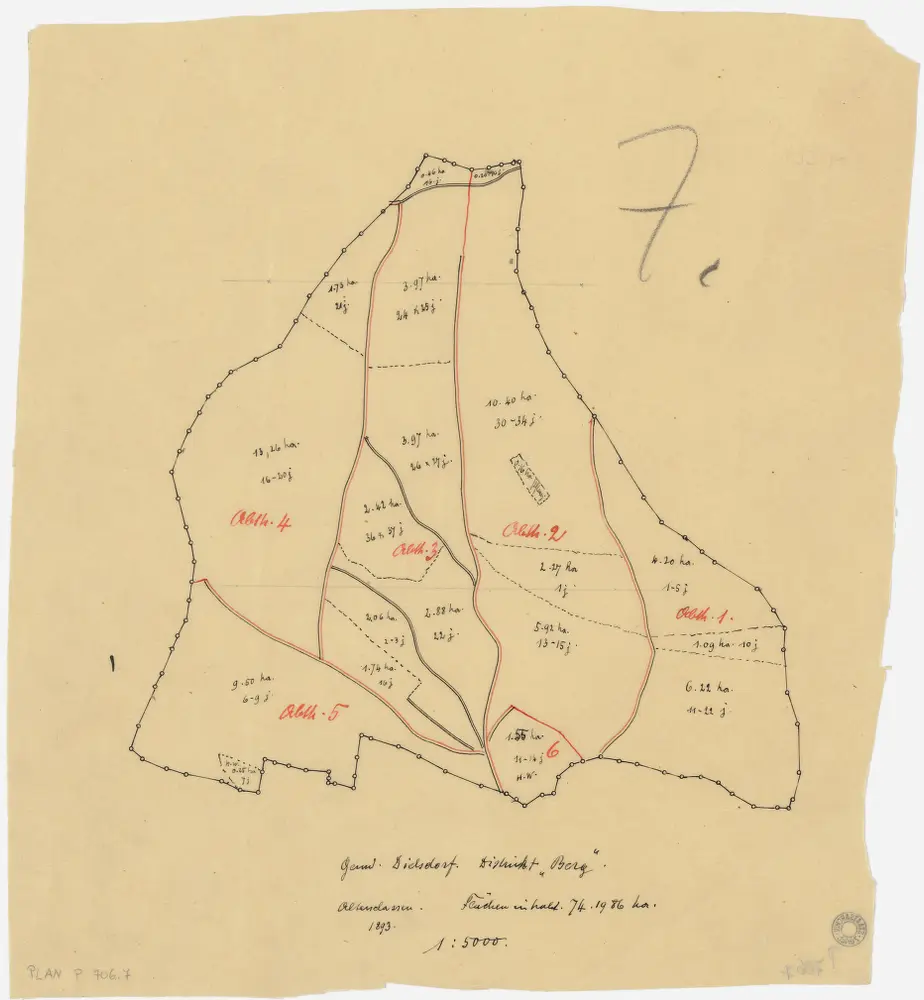 Dielsdorf: Gemeinde- und Genossenschaftswaldungen: Gemeindewaldung Berg mit Brand, Gamis, Mantel, Gälenrain (Im Gelbenrein), Teilhau, Sibengitter (Siebengitterhau); Grundriss