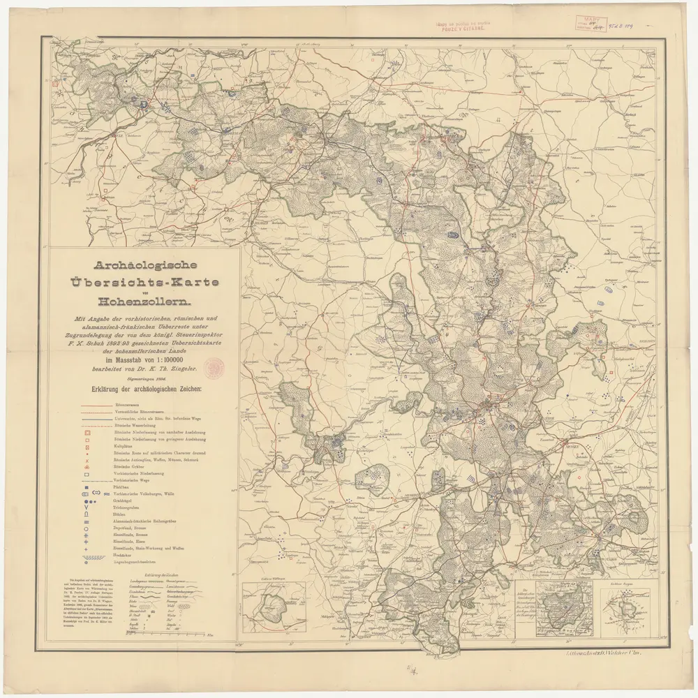 Archäologische Übersichts-Karte von Hohenzollern