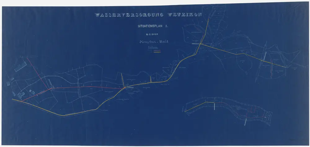 Wetzikon: Wasserversorgung im Kemptner Wald; Situationsplan (Blatt I)