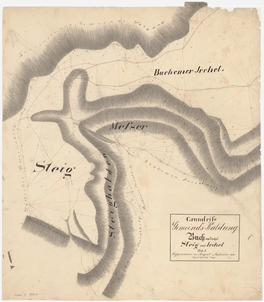 Buch am Irchel: Gemeindewaldung: Buechemer Irchel, Steig, Steighalden, Meser (Messer); Grundriss (Tab. I)