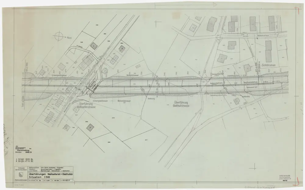 Opfikon: Nationalstrasse N 1 b, Überführungen Wallisellerstrasse und Glatthofstrasse; Situationsplan