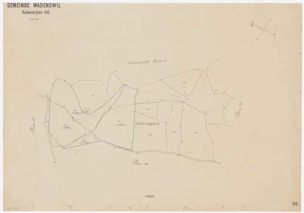 Schönenberg, Richterswil, Wädenswil: Staatswaldungen: Wädenswil: Schliereggholz; Grundriss