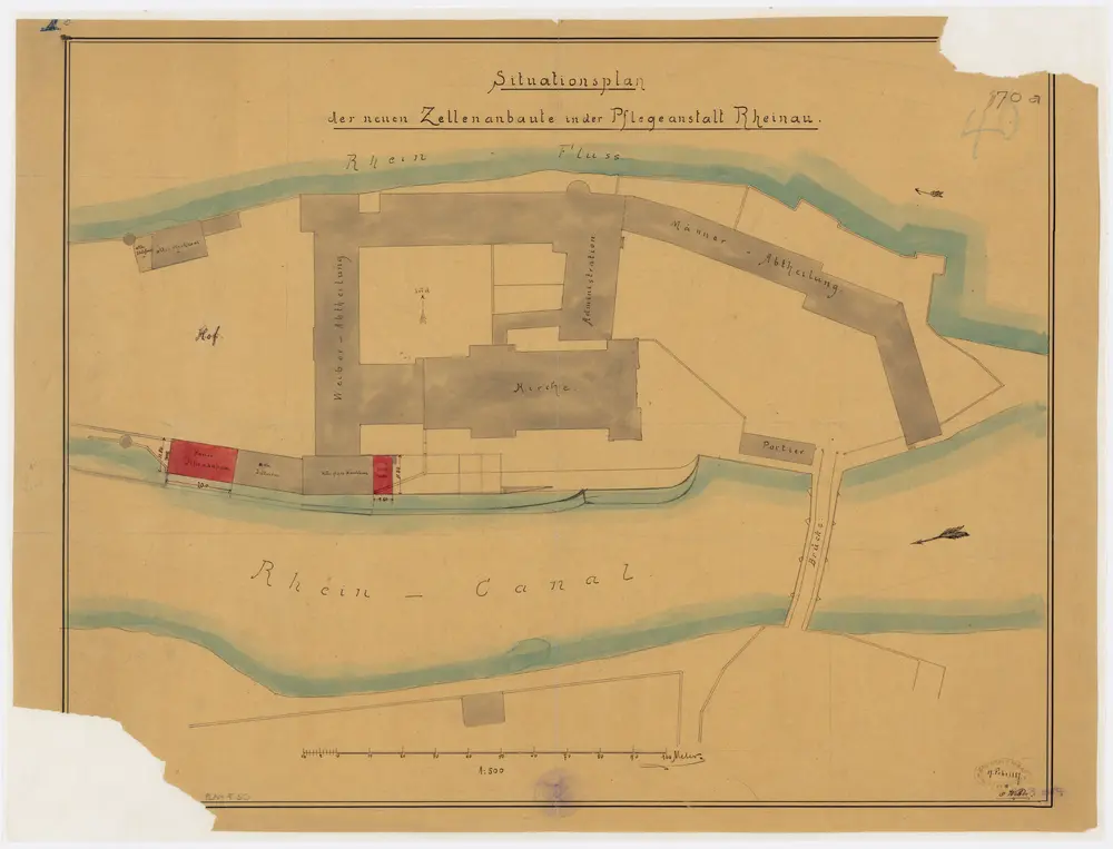 Pflegeanstalt Rheinau: Neuer Zellenanbau; Grundriss