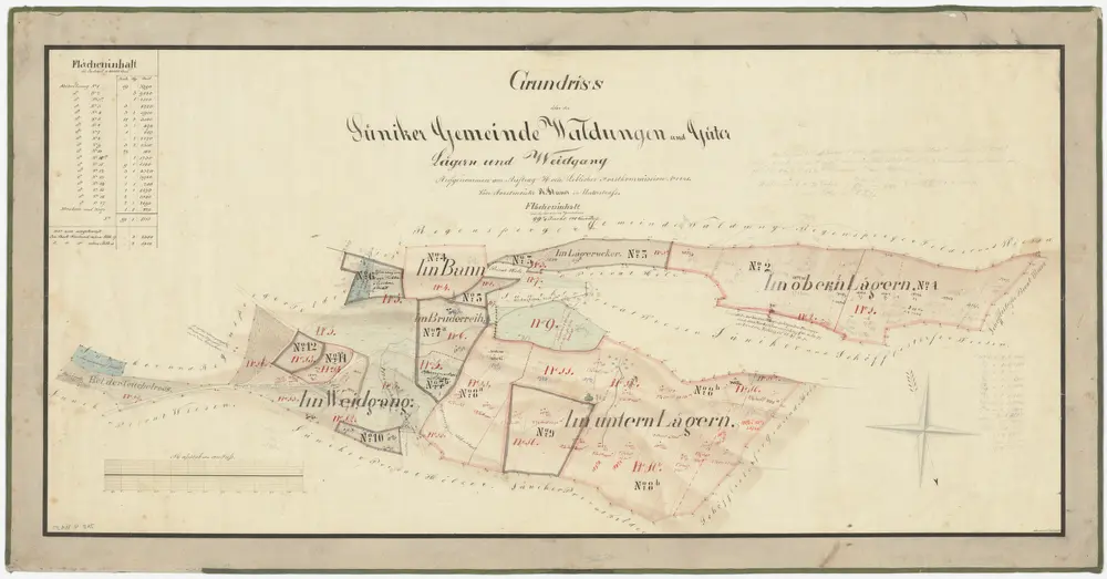 Steinmaur: Gemeindewaldungen Sünikon mit Tüchelroos (Teuchelroos), Weidgang, Unter- und Oberlägeren (Lägern), Lägerenacher (Lägeracker), Baa (Bann), Bruderreih; Grundriss