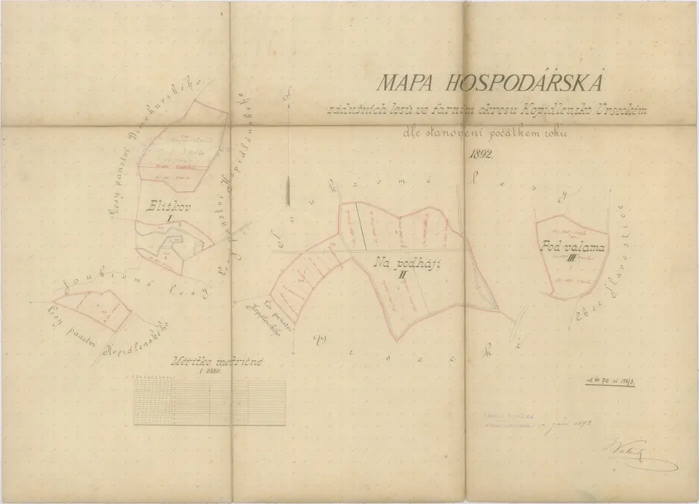 Hospodářská mapa zádušních lesů farností Kopidlno-Vršce