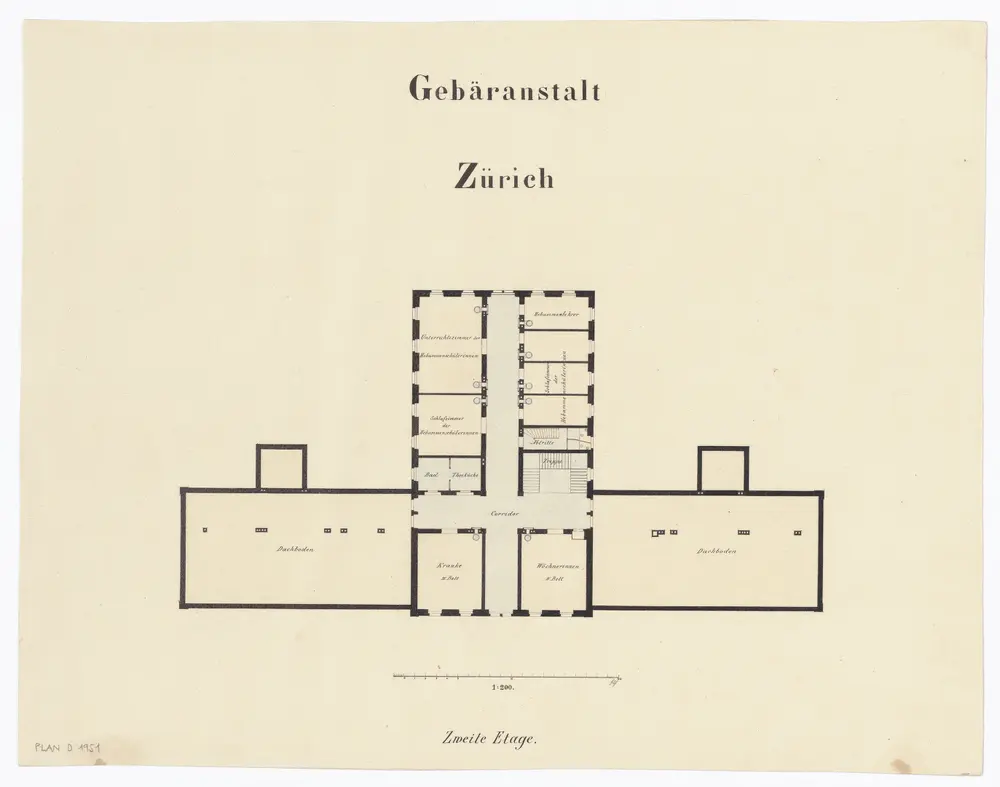 Gebäranstalt: 2. Stock; Grundriss