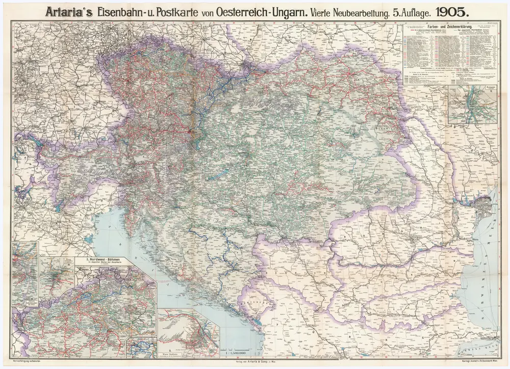 Artaria's Eisenbahn- u[nd] Postkarte von Oesterreich-Ungarn