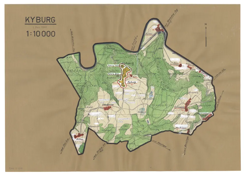 Kyburg: Definition der Siedlungen für die eidgenössische Volkszählung am 01.12.1950; Siedlungskarte