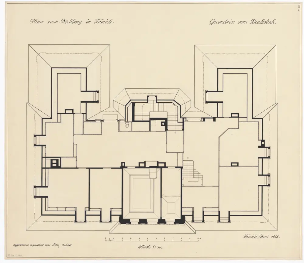 Universität Zürich, Haus zum Rechberg, Hirschengraben 40: Dachstock; Grundriss