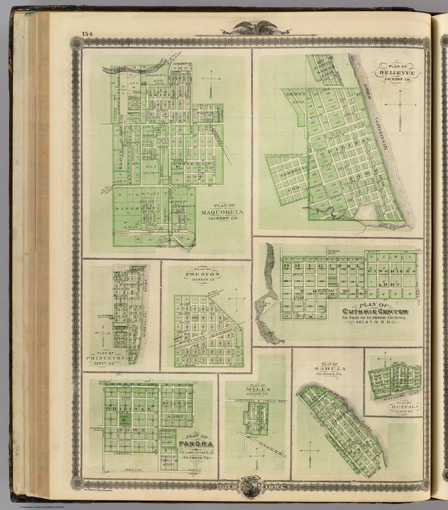 Plans of Maquoketa, Bellevue, Princeton, Preston, Guthrie Cntr., Panora, Miles, Sabula & Buffalo.