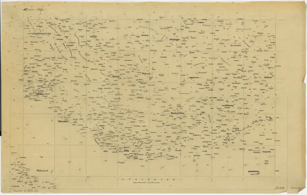 Vorlagen für die Topographische Karte des Kantons Zürich (Wild-Karte): Schrift-Pausen: Blatt XXVII: Stäfa