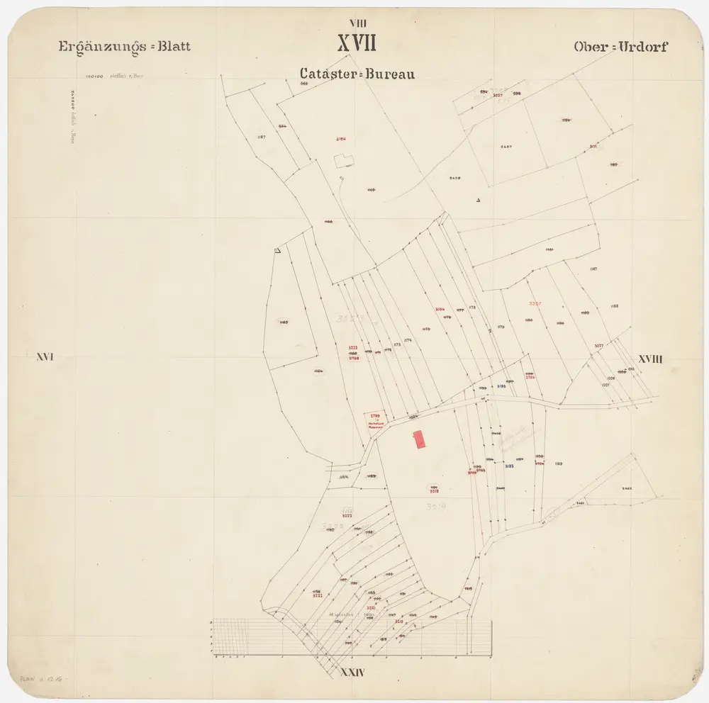Oberurdorf: Gemeinde; Kataster-Ergänzungspläne: Ergänzungsblatt XVII: Unbekannte Ortsgegend; Situationsplan