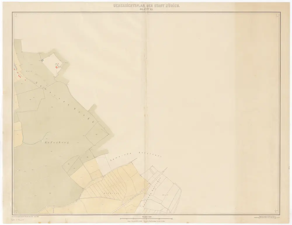 Übersichtsplan der Stadt Zürich und der umliegenden Gemeinden in 23 Blättern: Blatt XI: Teile von Wipkingen, Höngg und Oerlikon