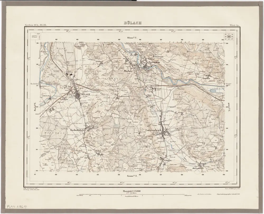 Topographischer Atlas der Schweiz (Siegfried-Karte): Den Kanton Zürich betreffende Blätter: Blatt 41: Bülach