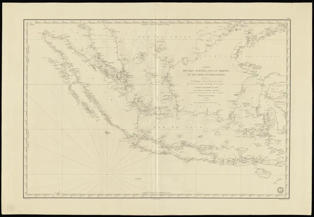 Carte des îles Sumatra, Java et Bornéo et des mers environnantes