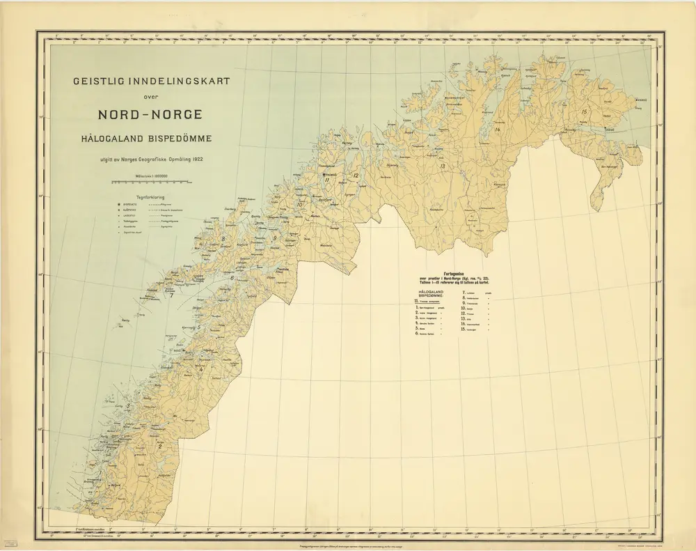 Geistlig inndelingskart over Nord-Norge, Hålogaland Bispedømme