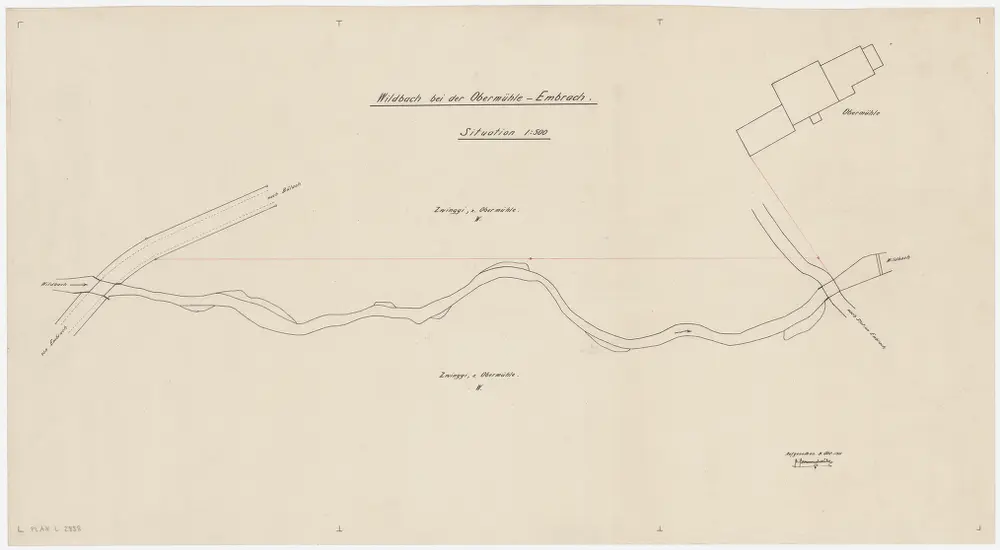 Embrach: Wildbach bei der Obermühle; Situationsplan (Tösszuflüsse linkes Ufer, Nr. 15)